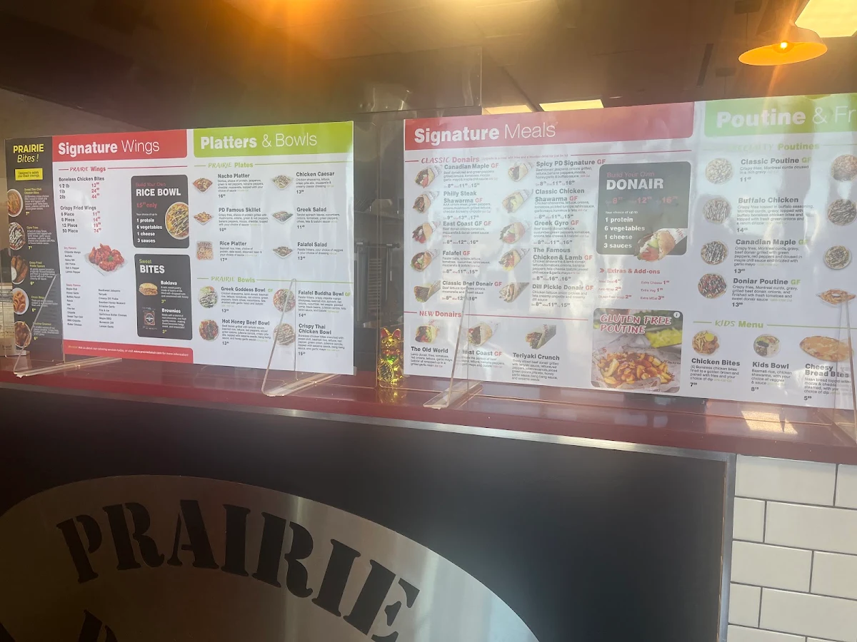 Menu, Prairie Donair Chappelle Commons