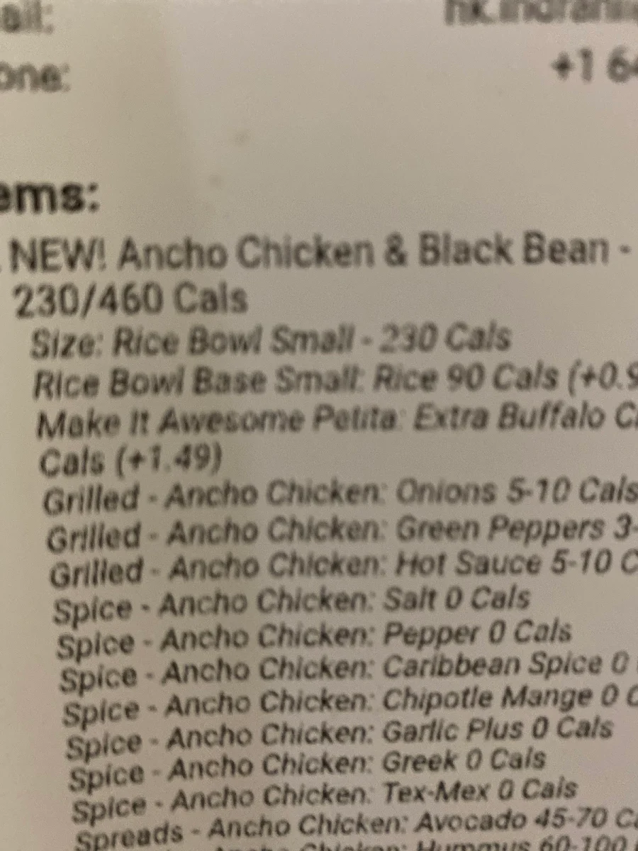 Menu, Pita Pit