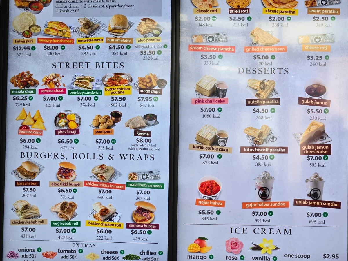 Menu, Chaiiwala Of London - Ajax