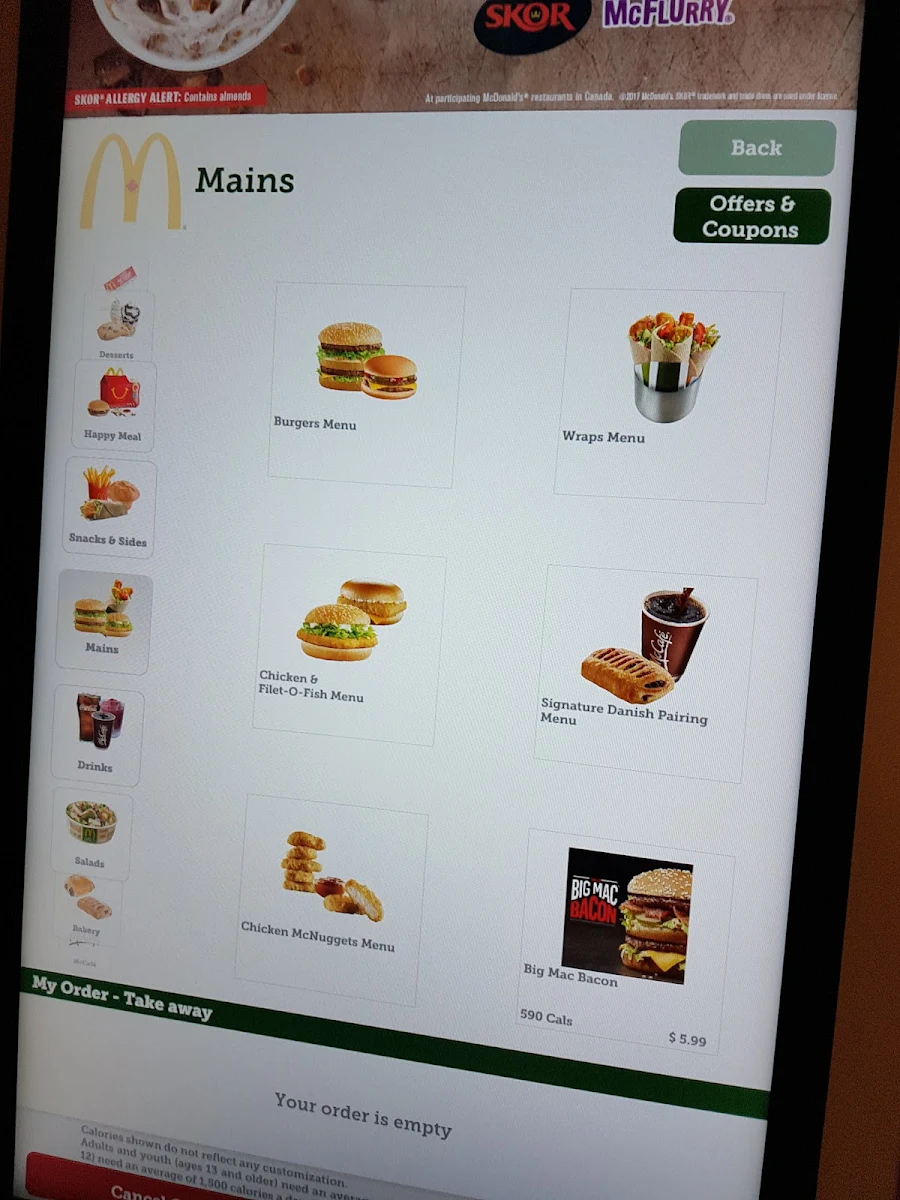 Menu, McDonald's