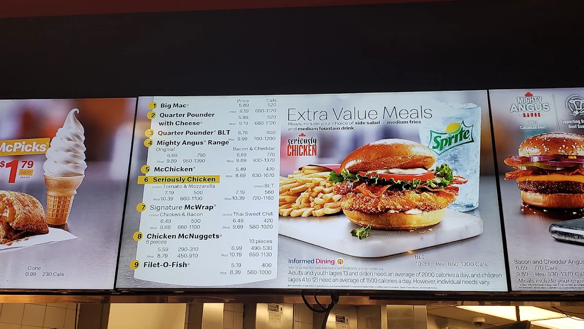 Menu, McDonald's