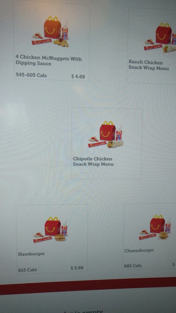 Menu, McDonald's
