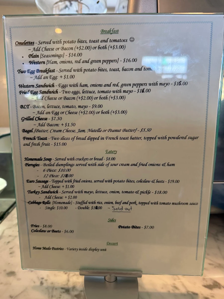 Menu, Roksy’s Cafe