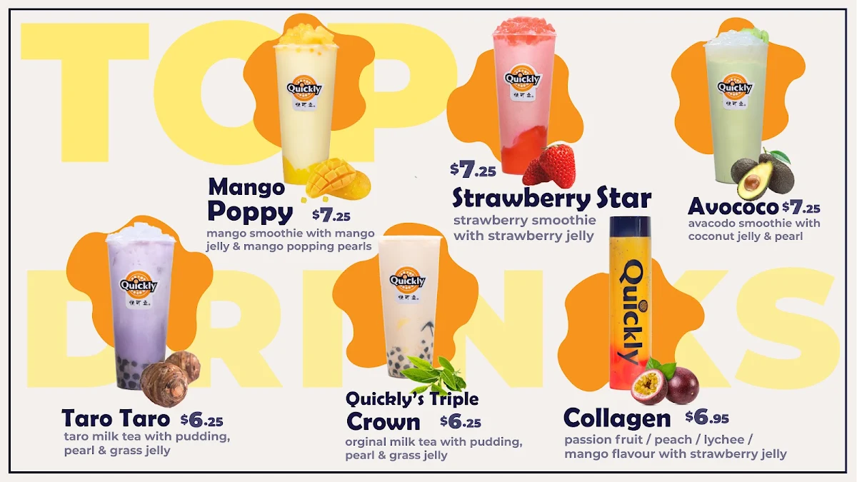 Menu, Quickly Bubble Tea 127ST
