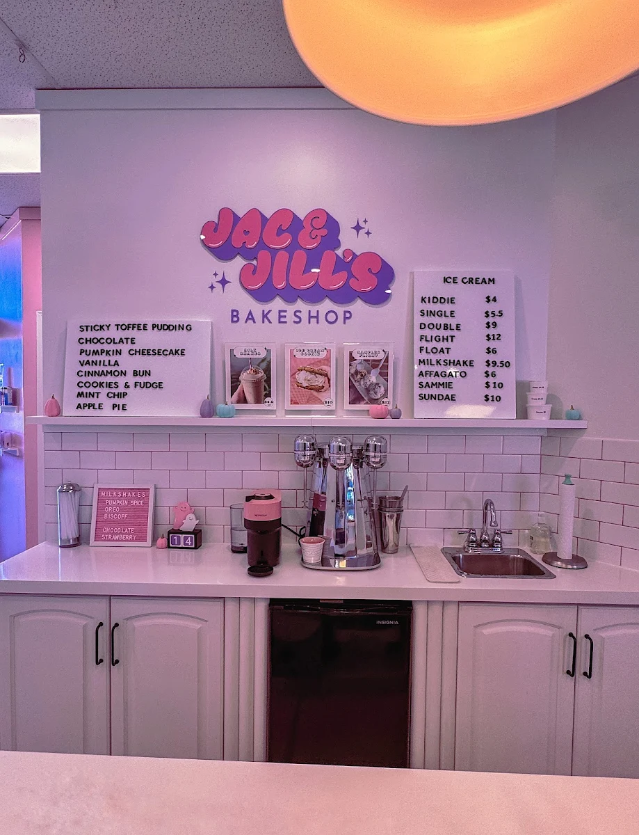 Menu, Jac and Jill's Bakeshop