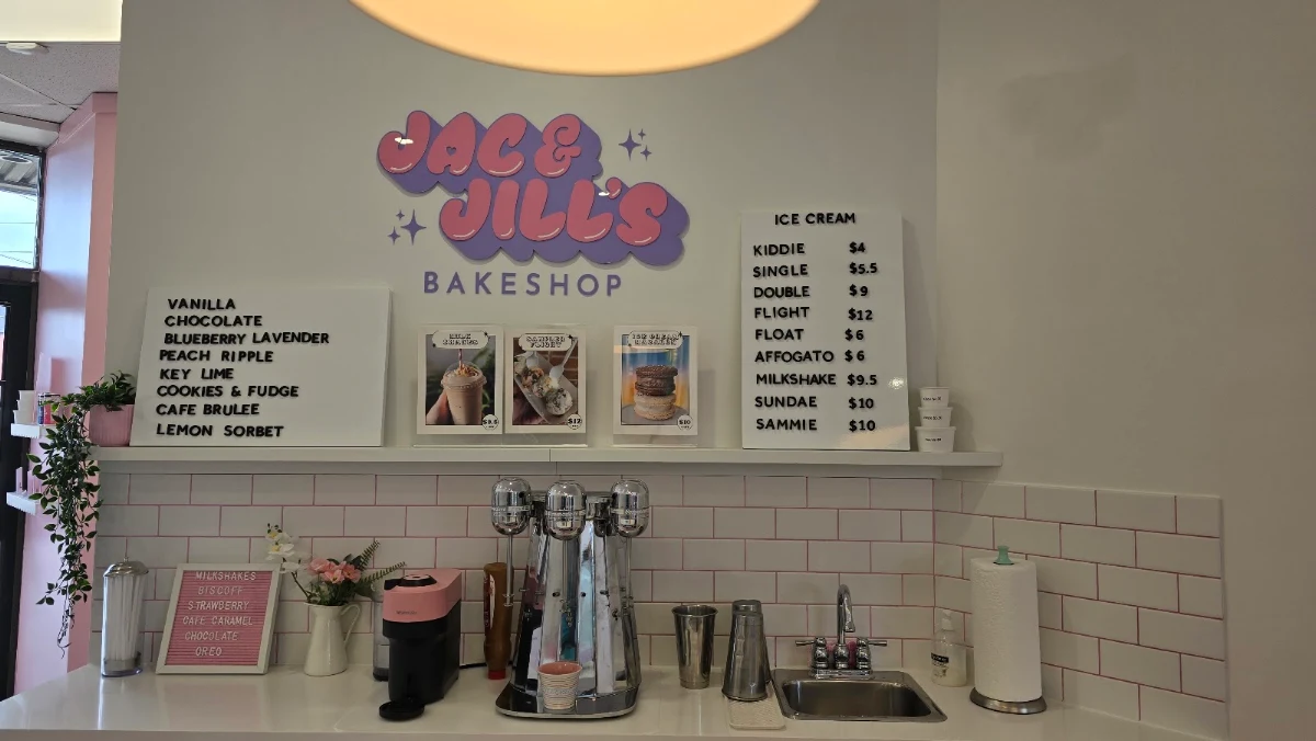 Menu, Jac and Jill's Bakeshop