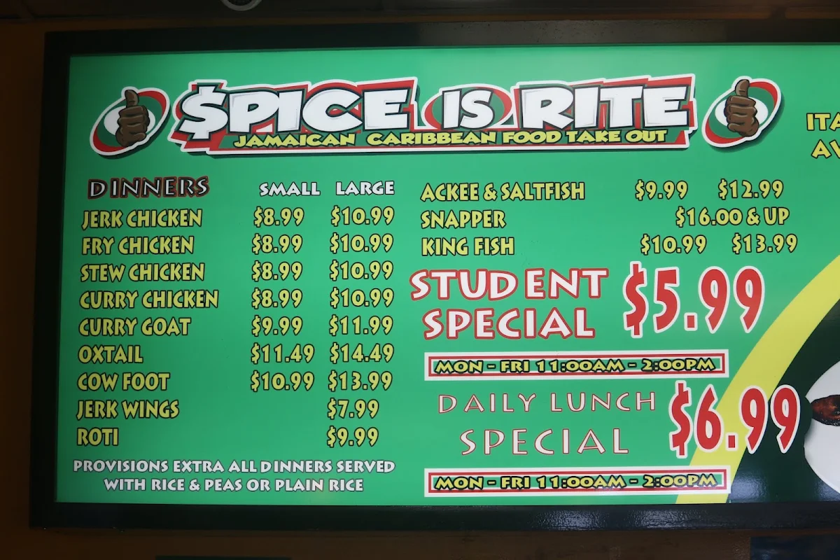Menu, Spice Is Rite