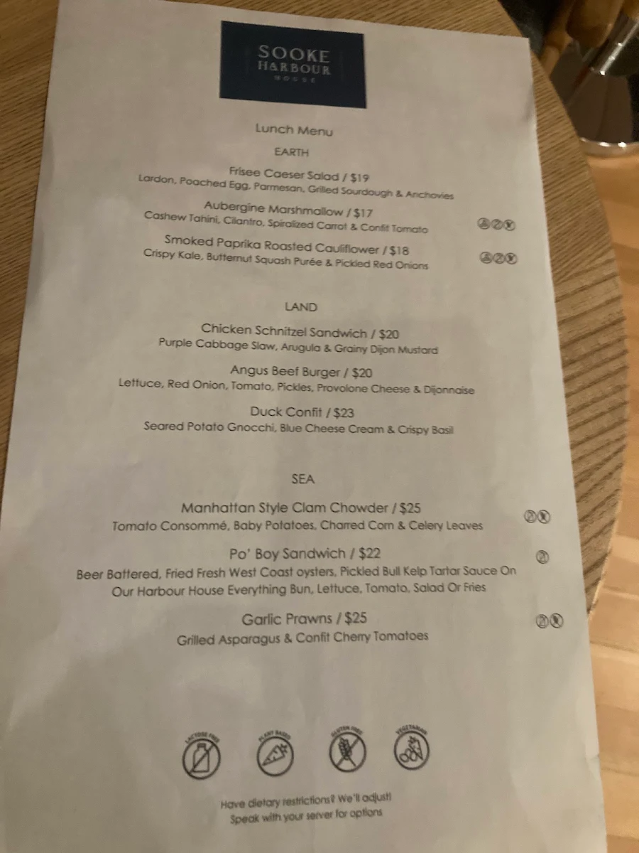 Menu, The Garden Cafe & Bar