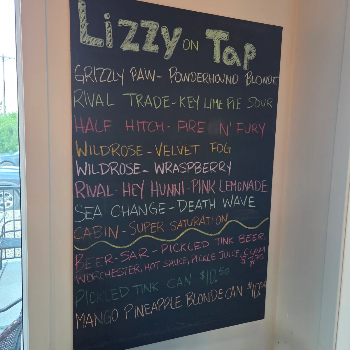 Menu, The Twisted Lizard