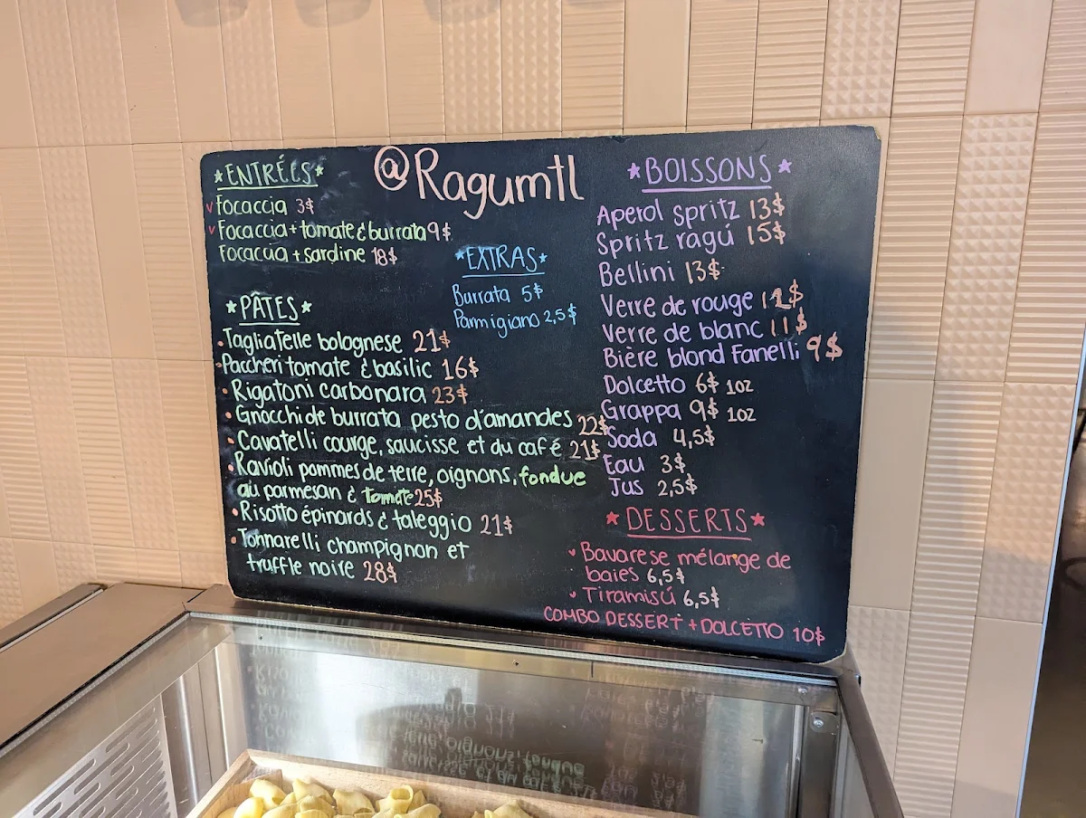 Menu, Ragù