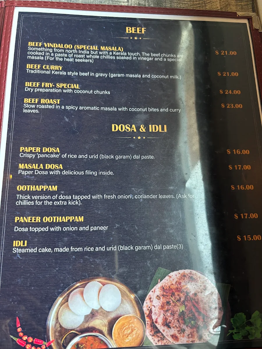Menu, La cuisine de kochin / Kochin Kitchen