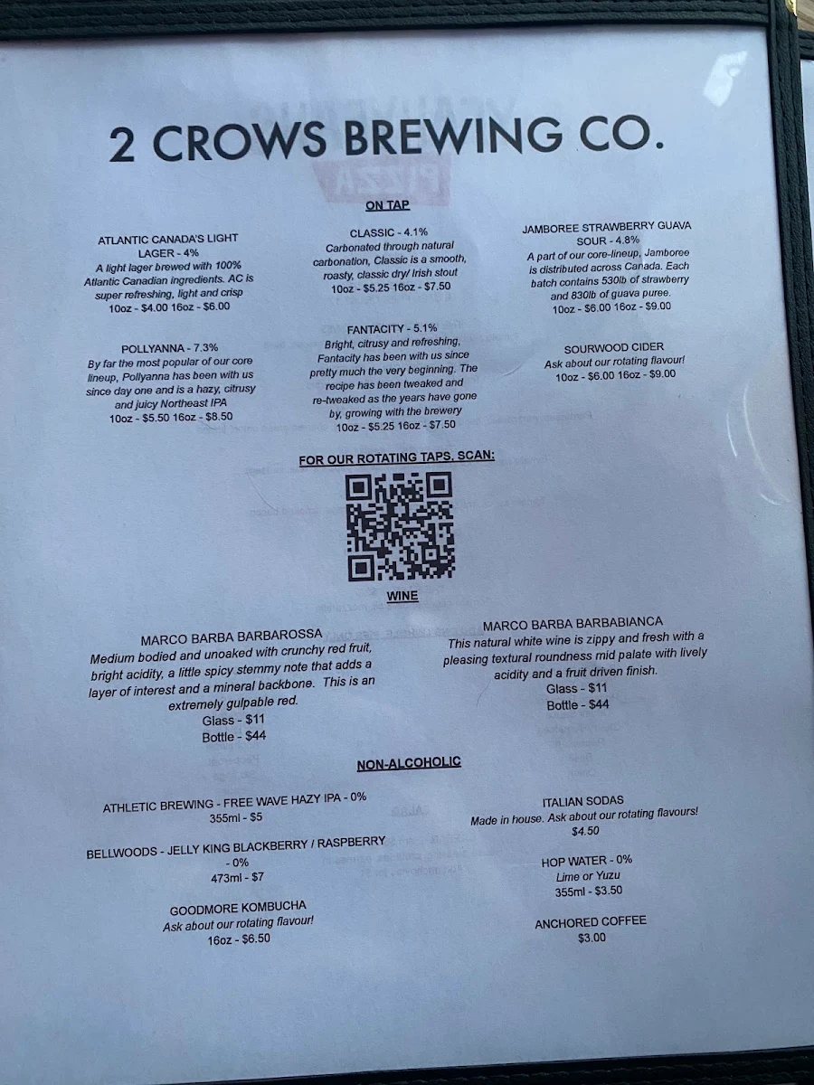 Menu, Yeah Yeahs Pizza