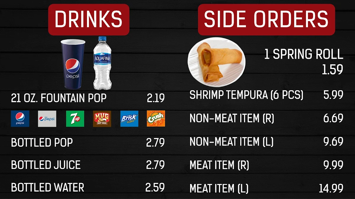 Menu, Famous Wok