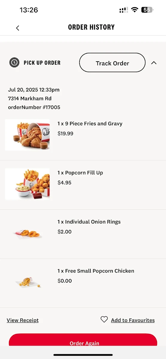 Menu, KFC