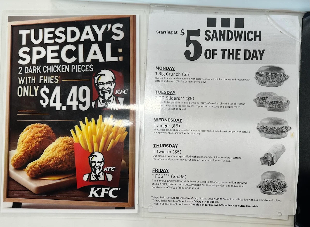 Menu, KFC