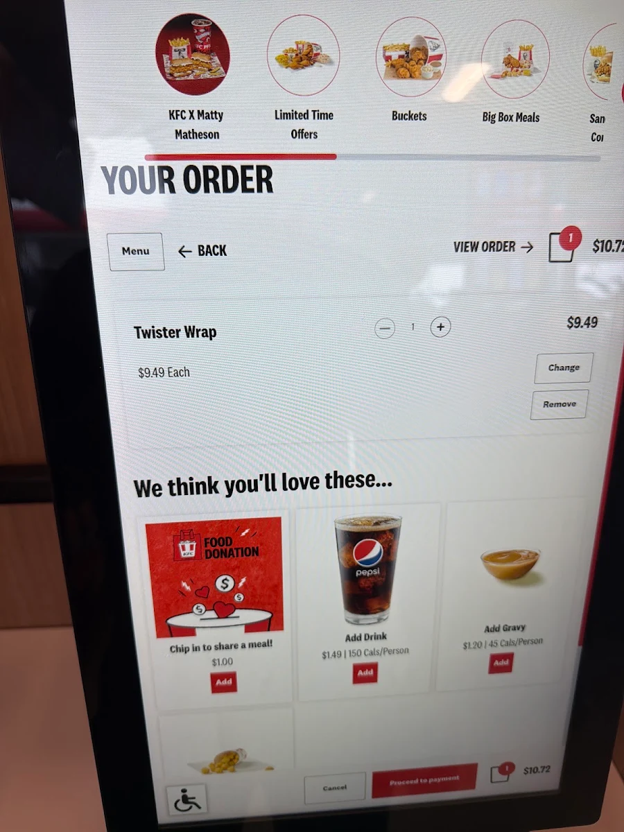 Menu, KFC