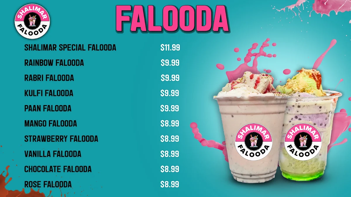 Menu, Shalimar Falooda