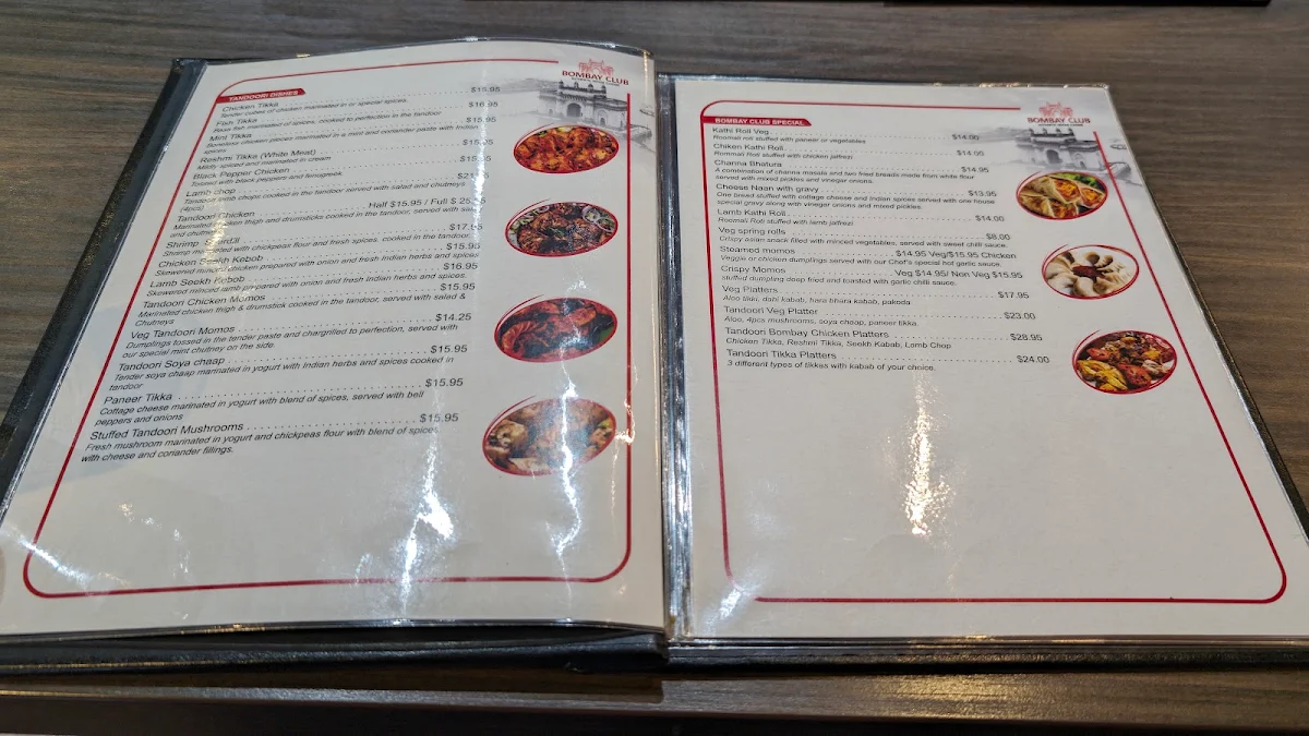 Menu, Bombay Club