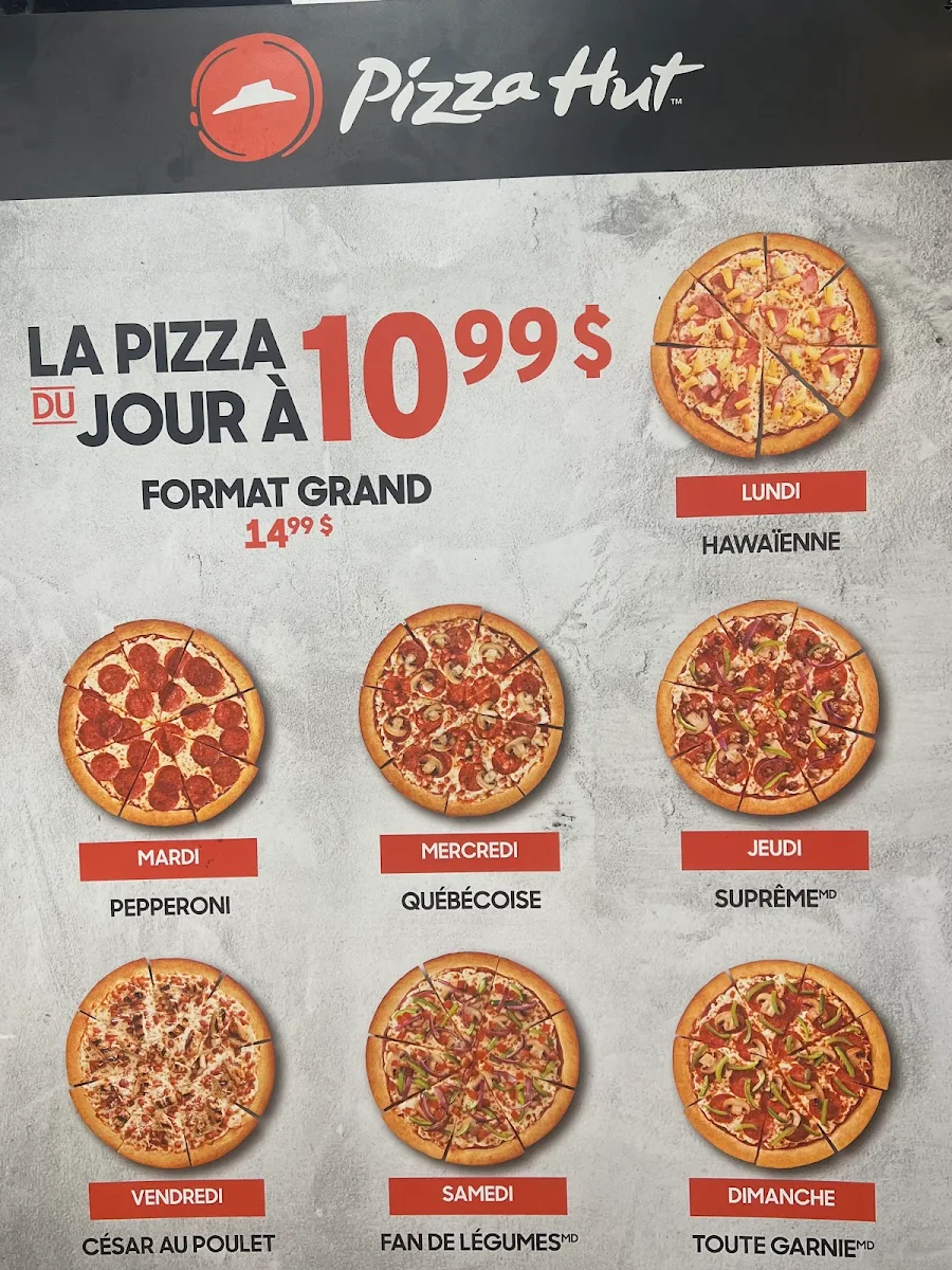 Menu, Pizza Hut