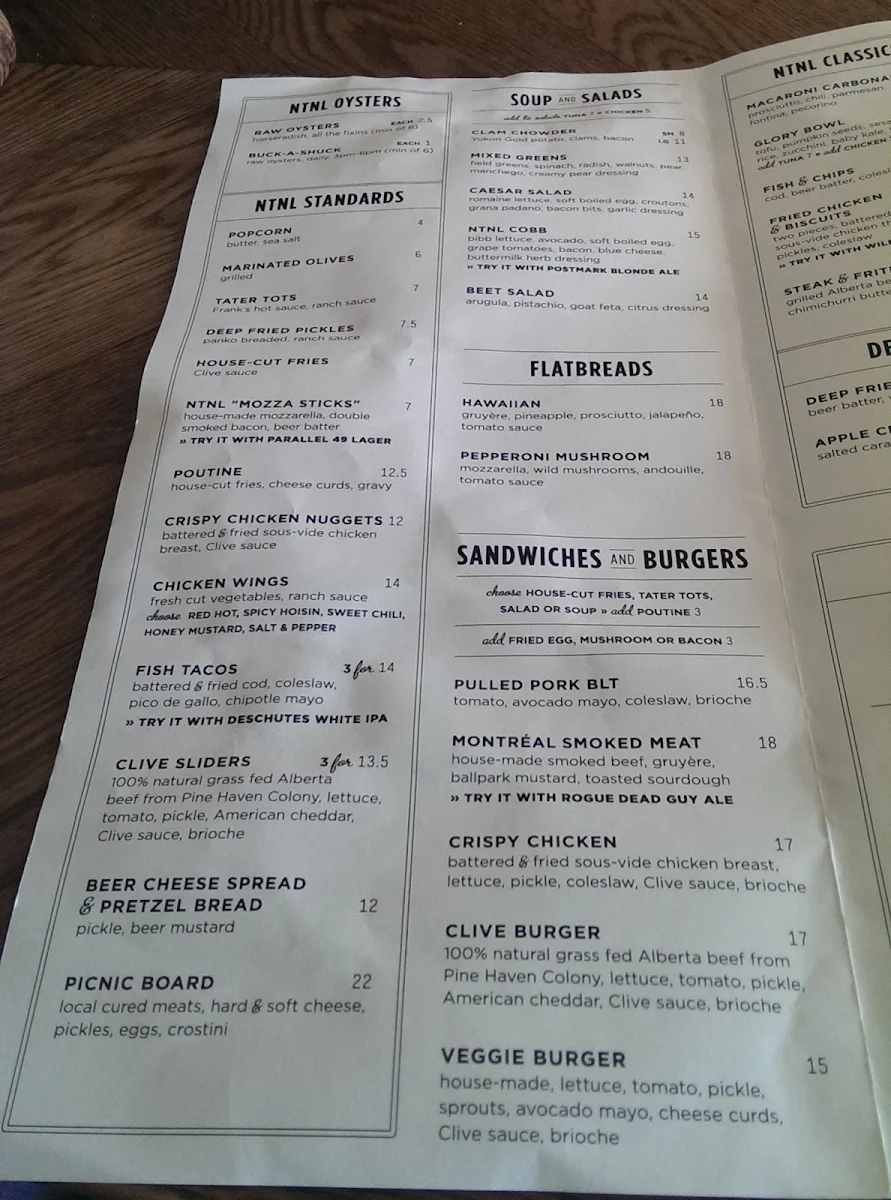 Menu, National Westhills