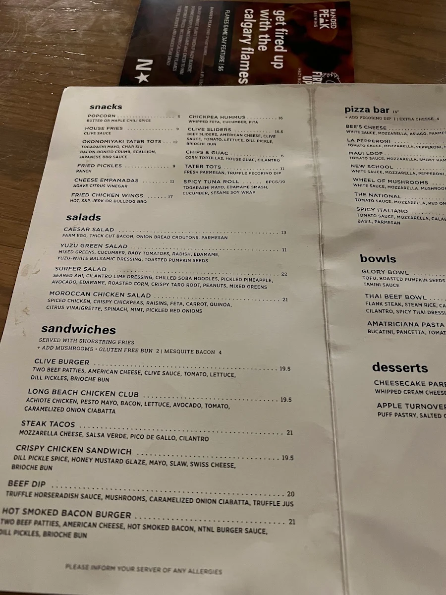 Menu, National Westhills