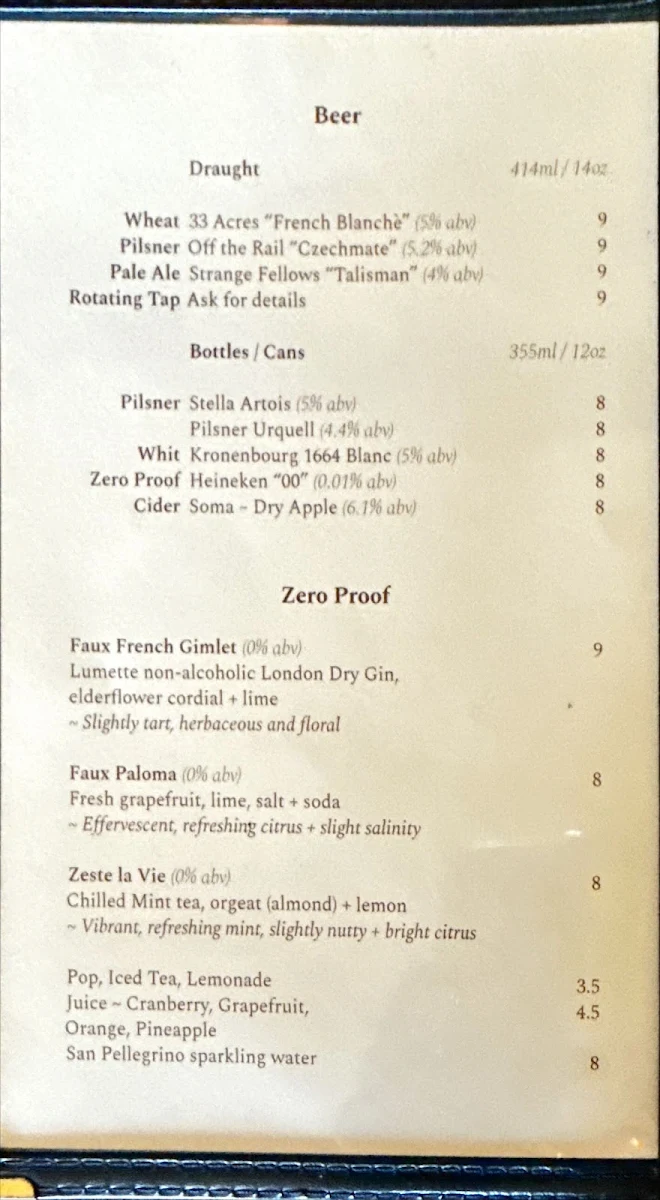 Menu, Les Faux Bourgeois