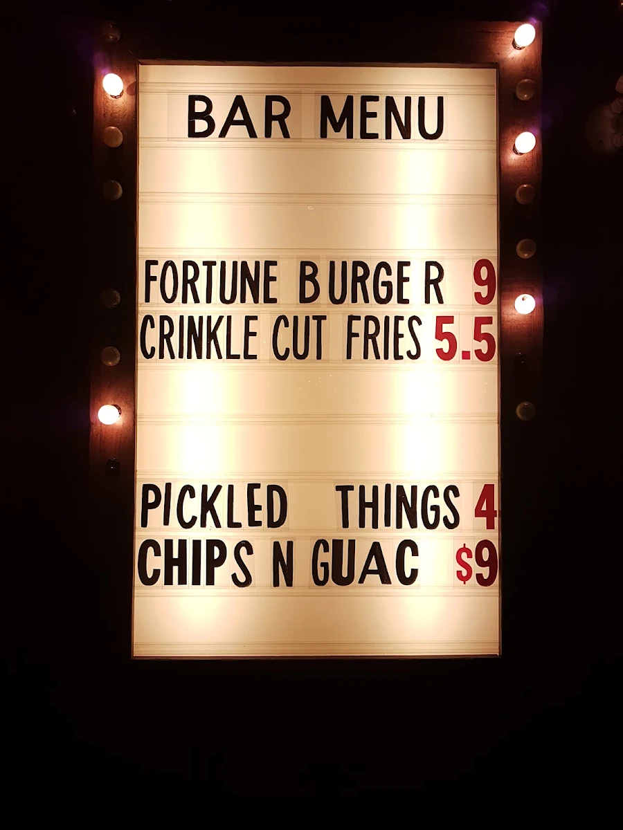 Menu, Good Fortune Bar