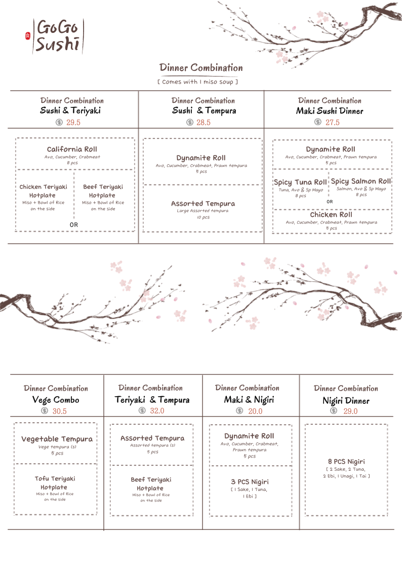 Menu, Turtle Bay GOGO Sushi