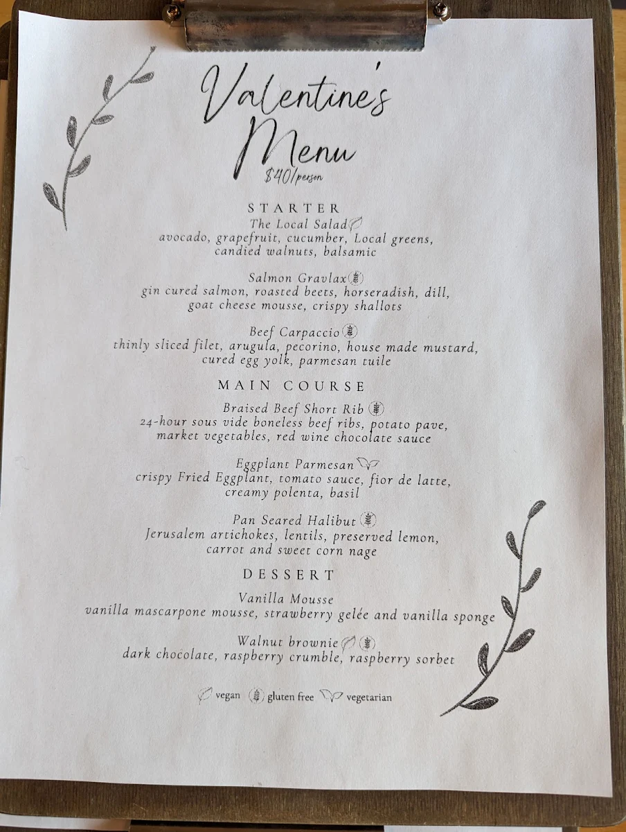 Menu, The Local Cafe and Restaurant
