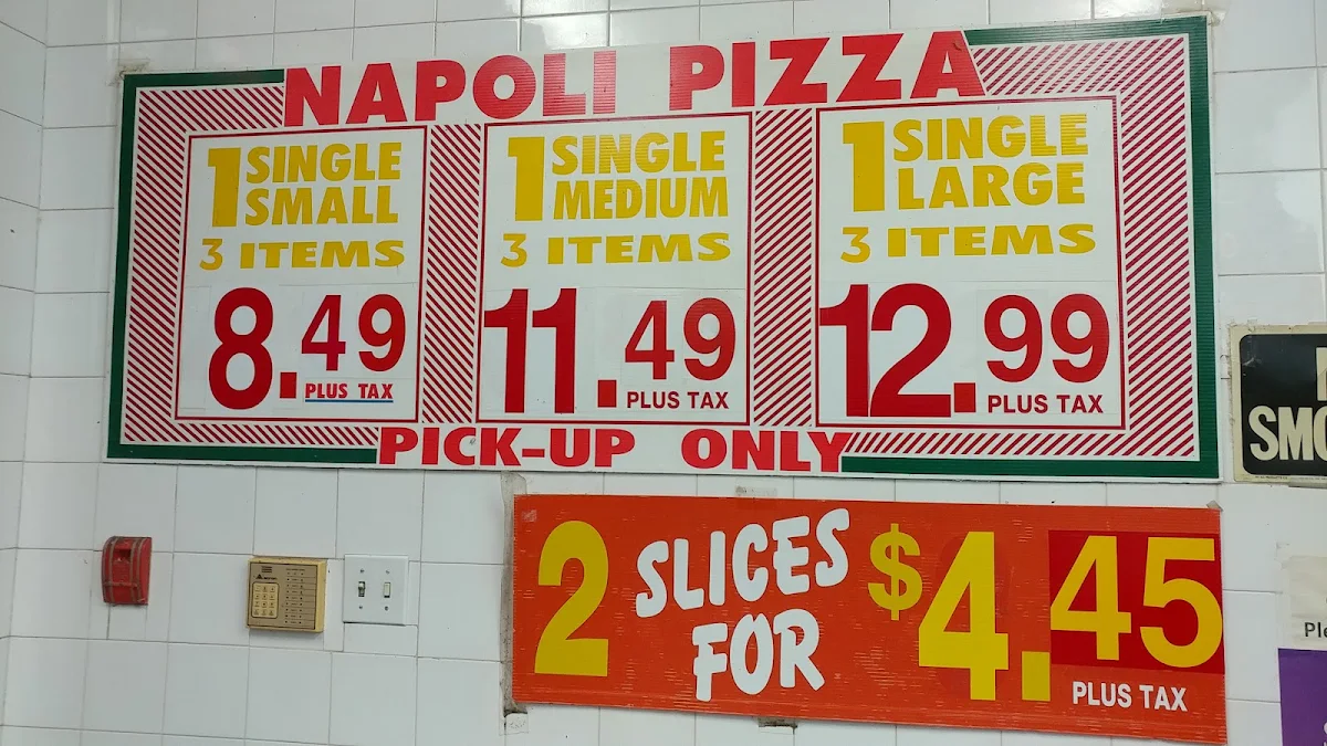 Menu, Napoli Pizza
