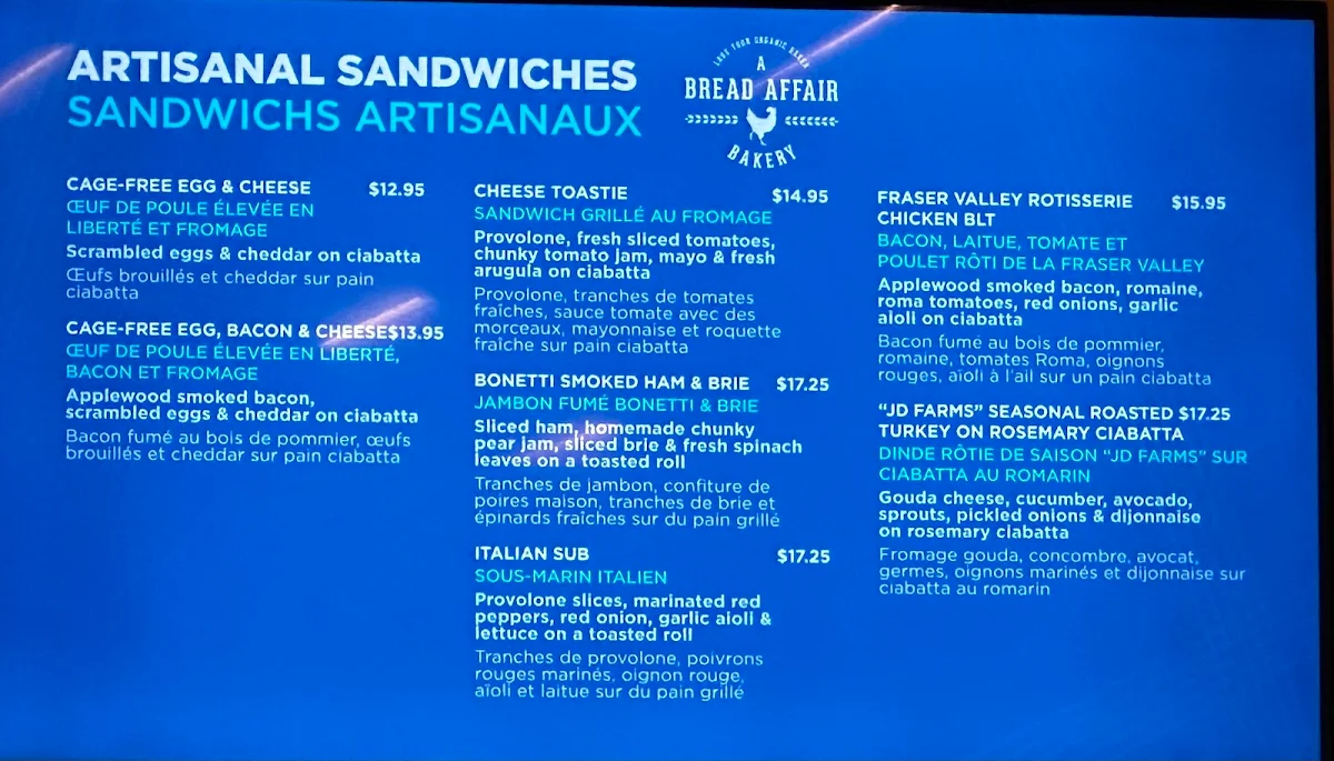 Menu, Pacific Farms Market