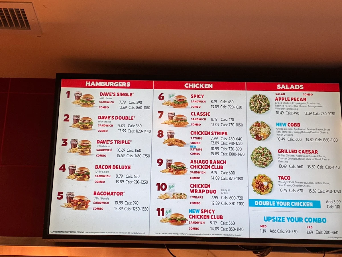 Menu, Wendy's