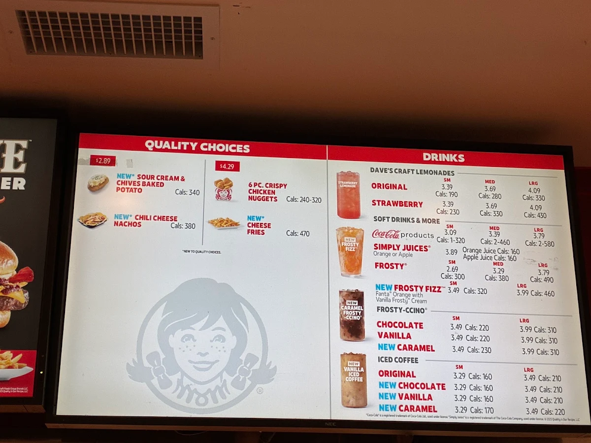 Menu, Wendy's