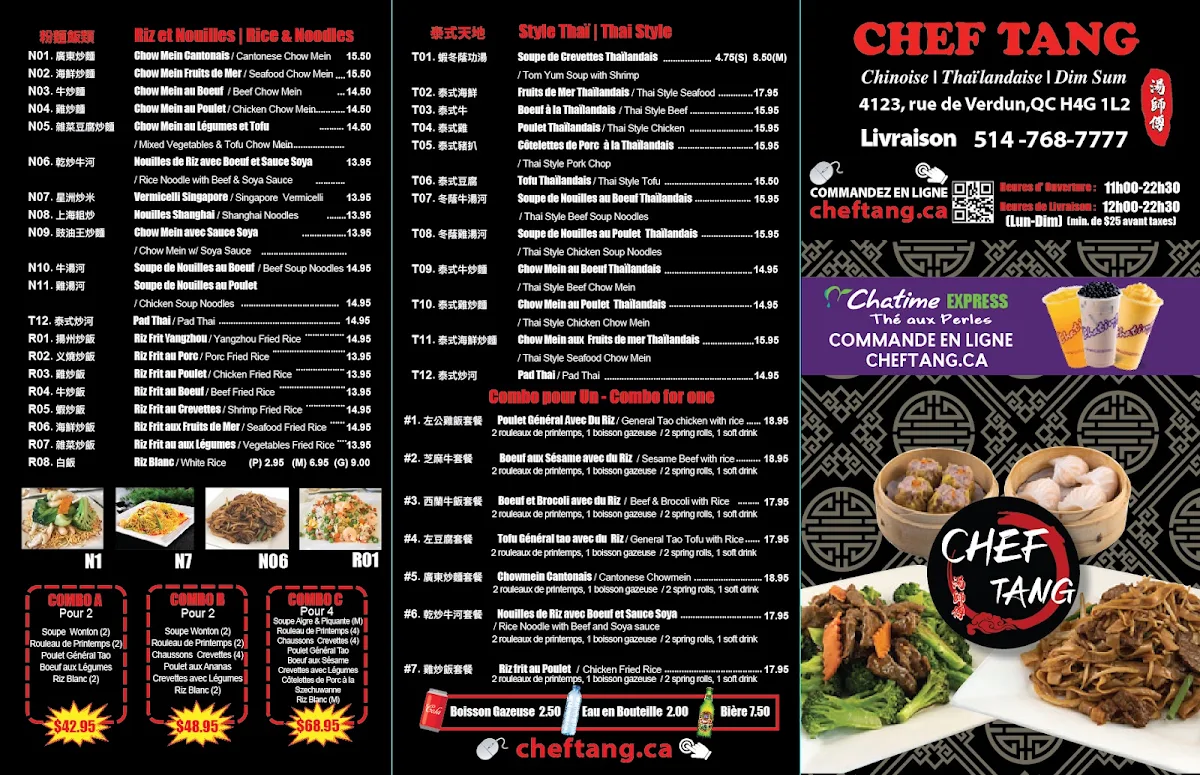 Menu, Chef Tang