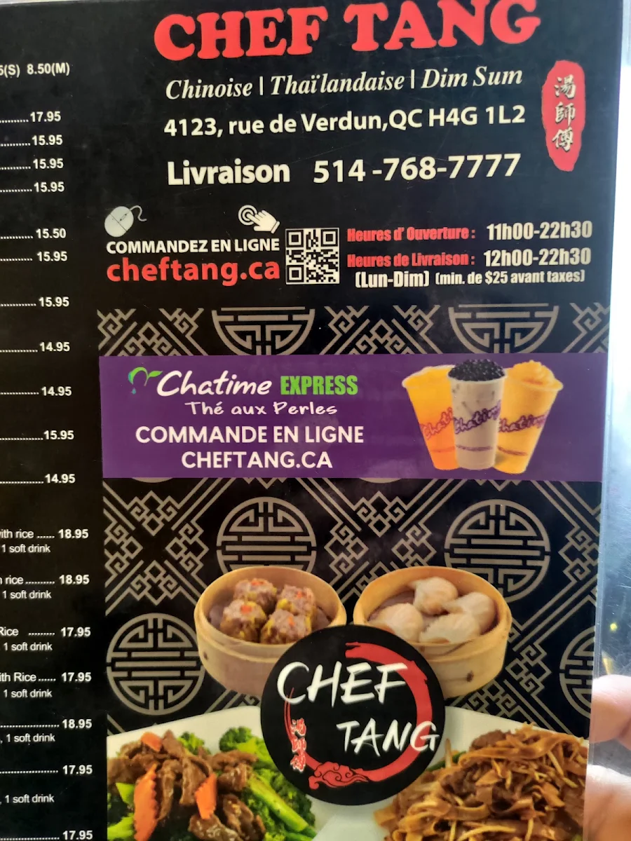 Menu, Chef Tang