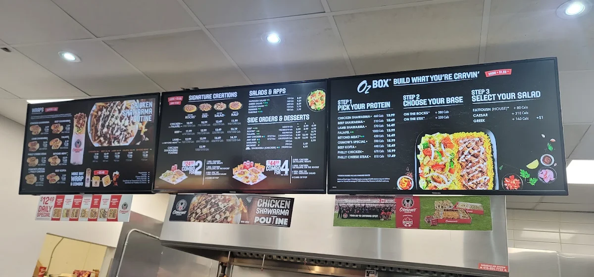 Menu, Osmow's Shawarma