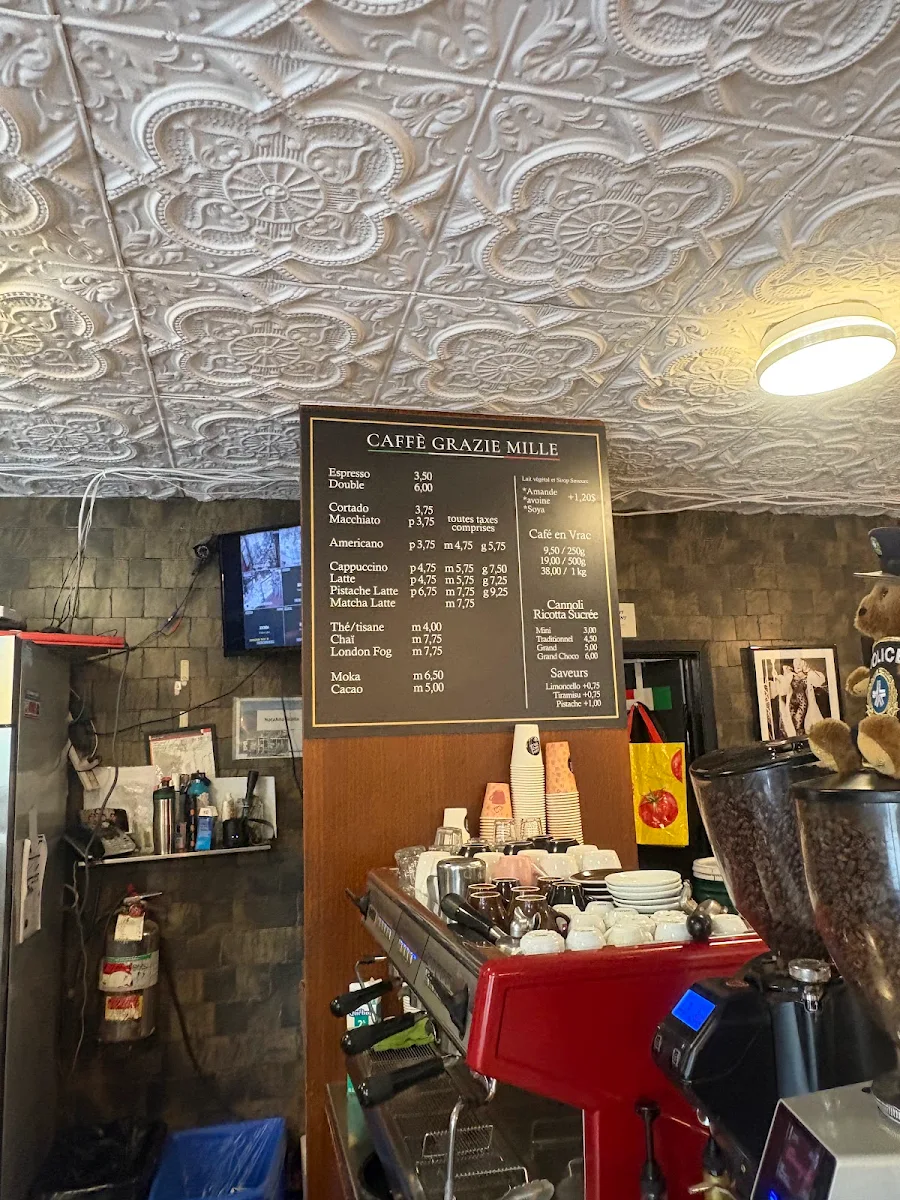 Menu, Caffé Grazie-Mille Fairmount