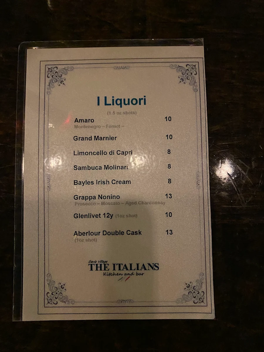 Menu, The Italians