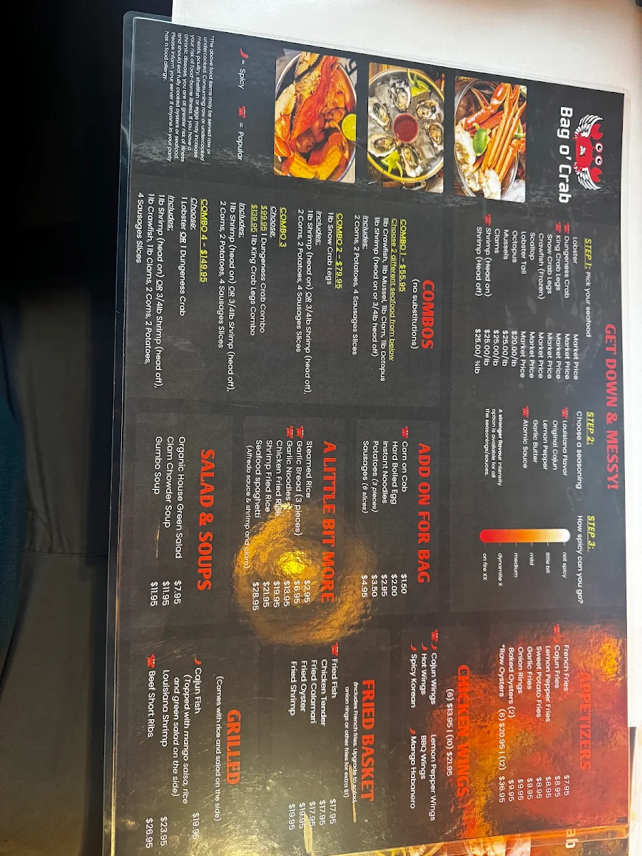 Menu, Bag O'Crab