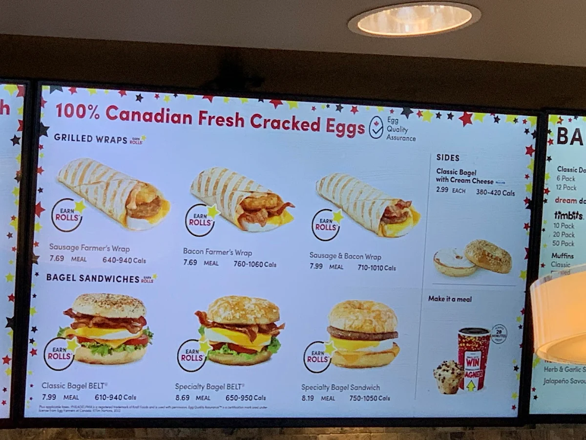 Menu, Tim Hortons