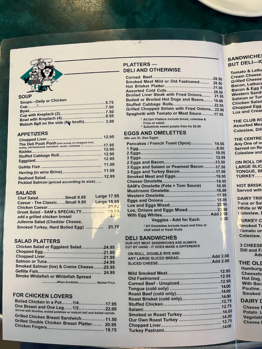 Menu, Centre Street Deli