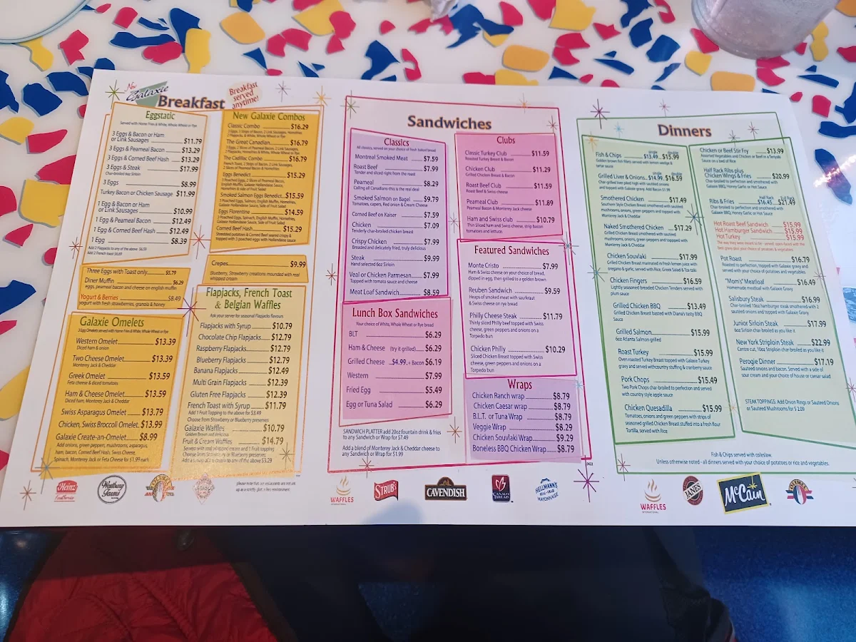 Menu, Galaxie Diner