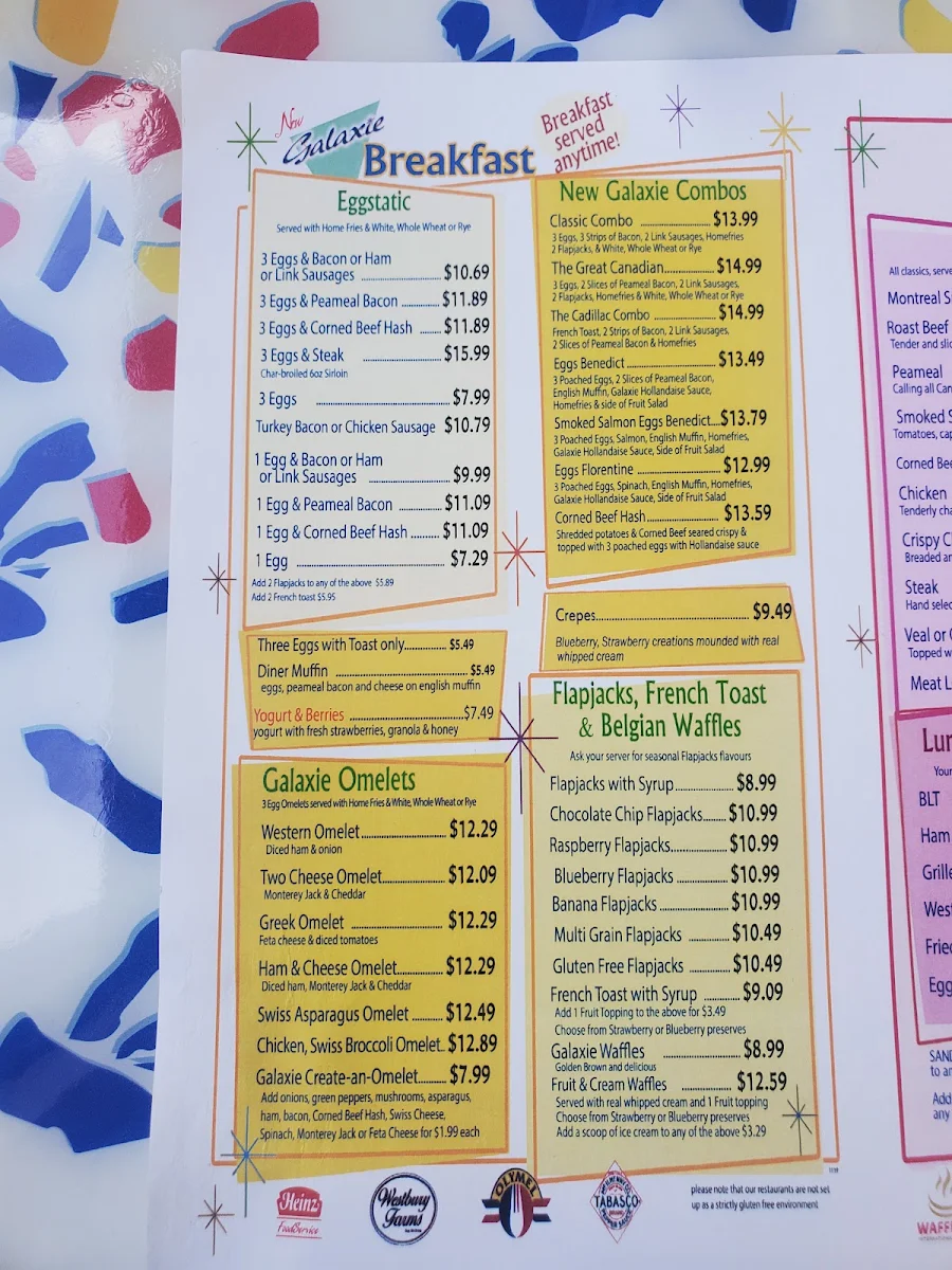 Menu, Galaxie Diner