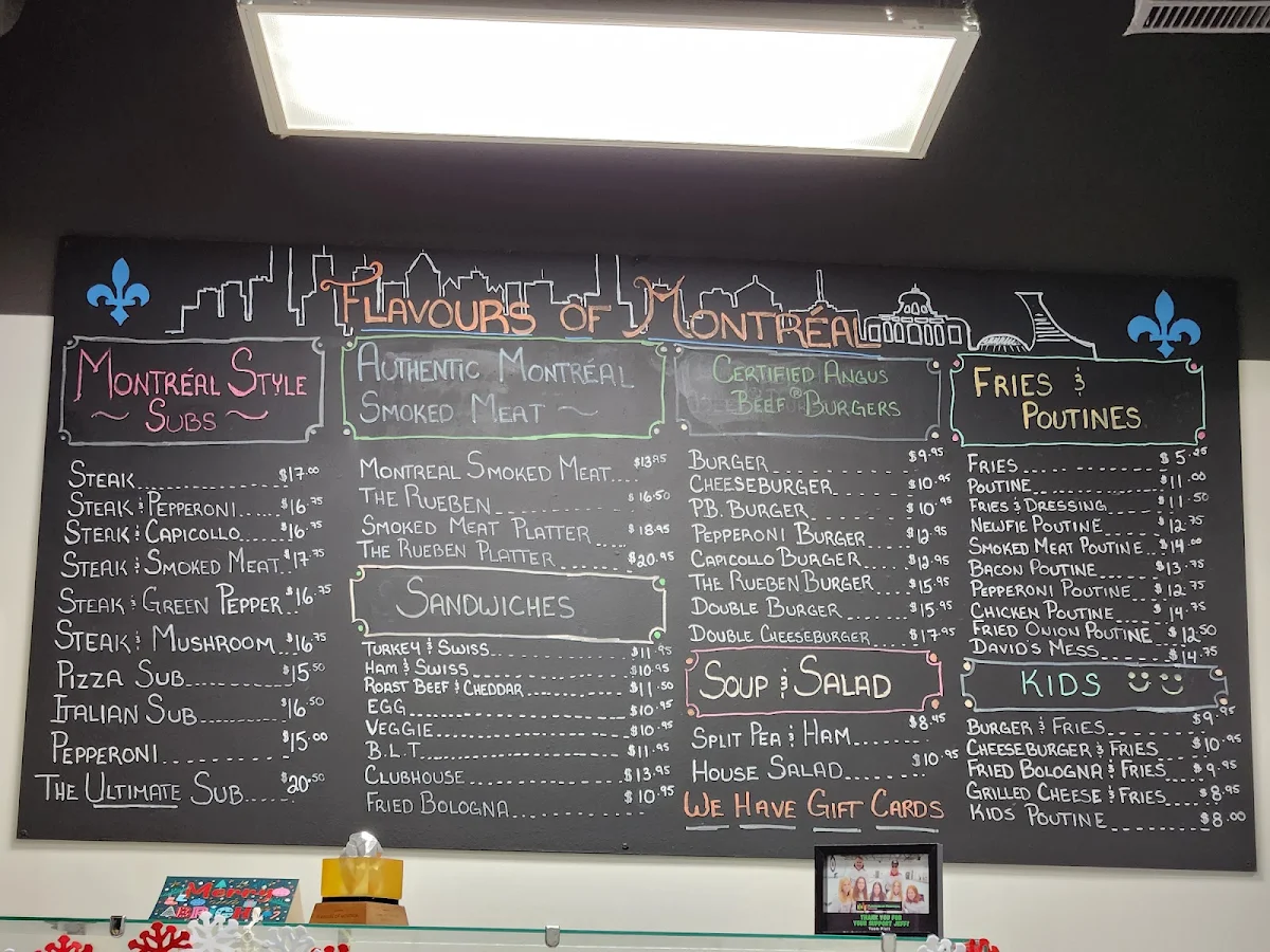 Menu, Flavours of Montreal