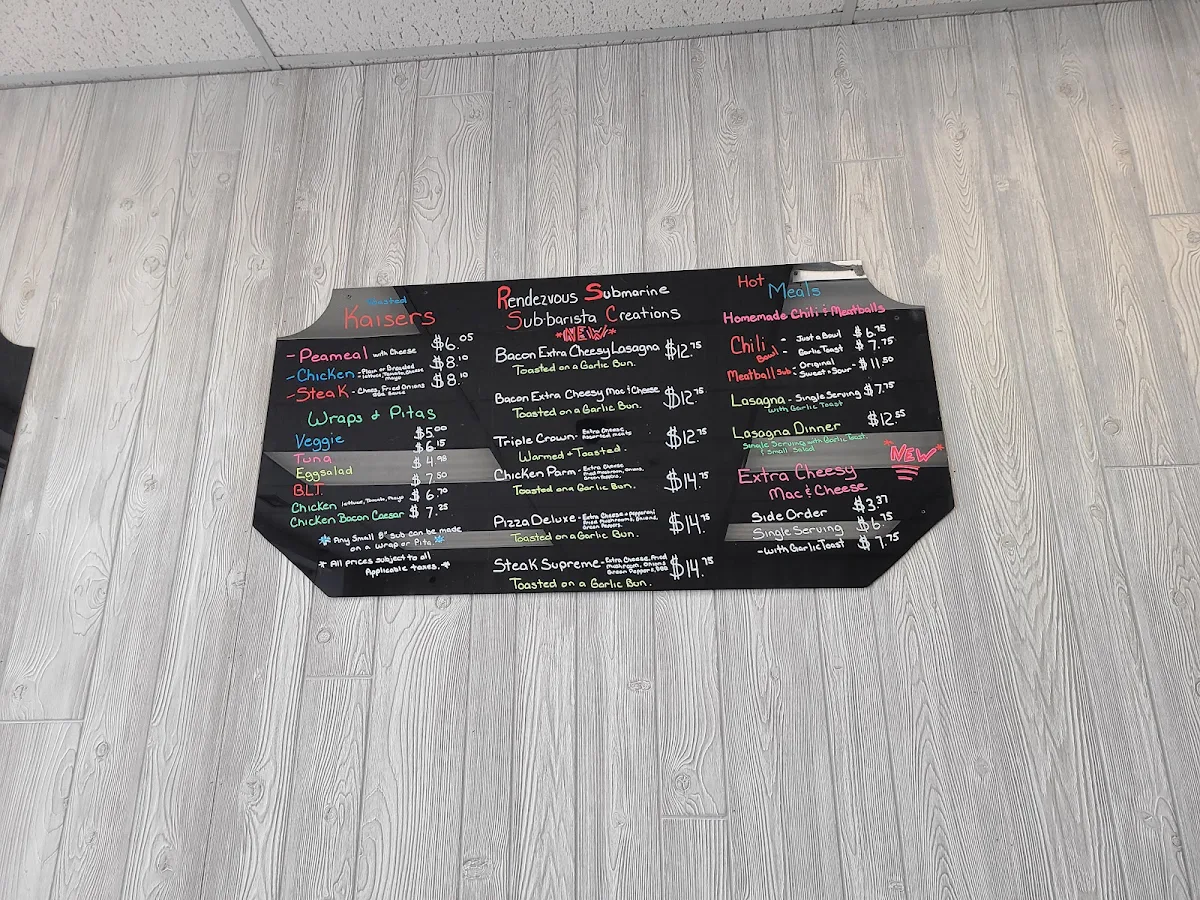 Menu, Rendezvous Submarine Shop
