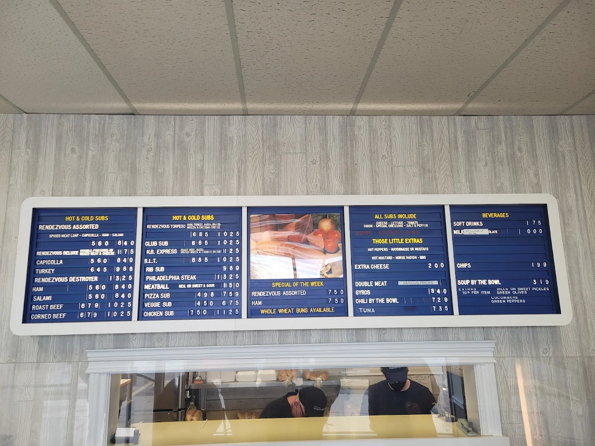 Menu, Rendezvous Submarine Shop