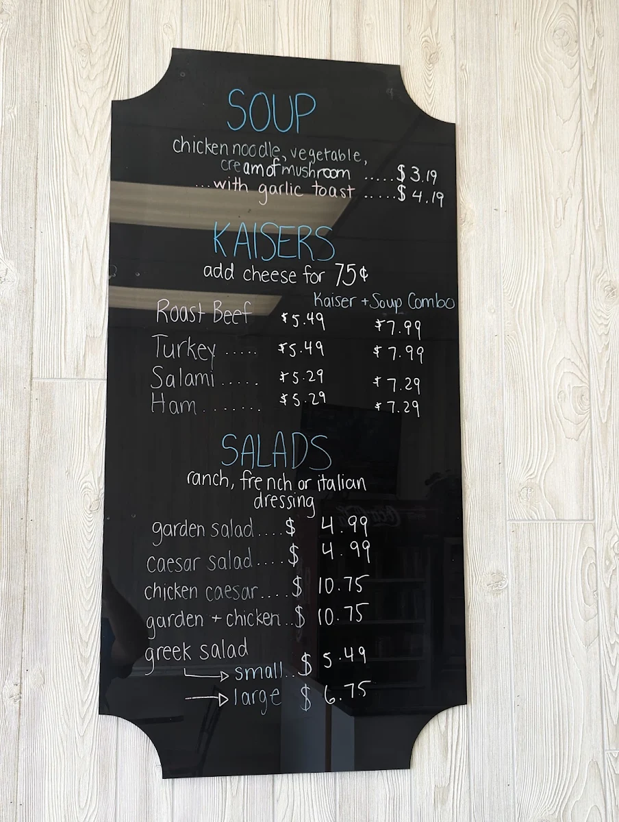Menu, Rendezvous Submarine Shop