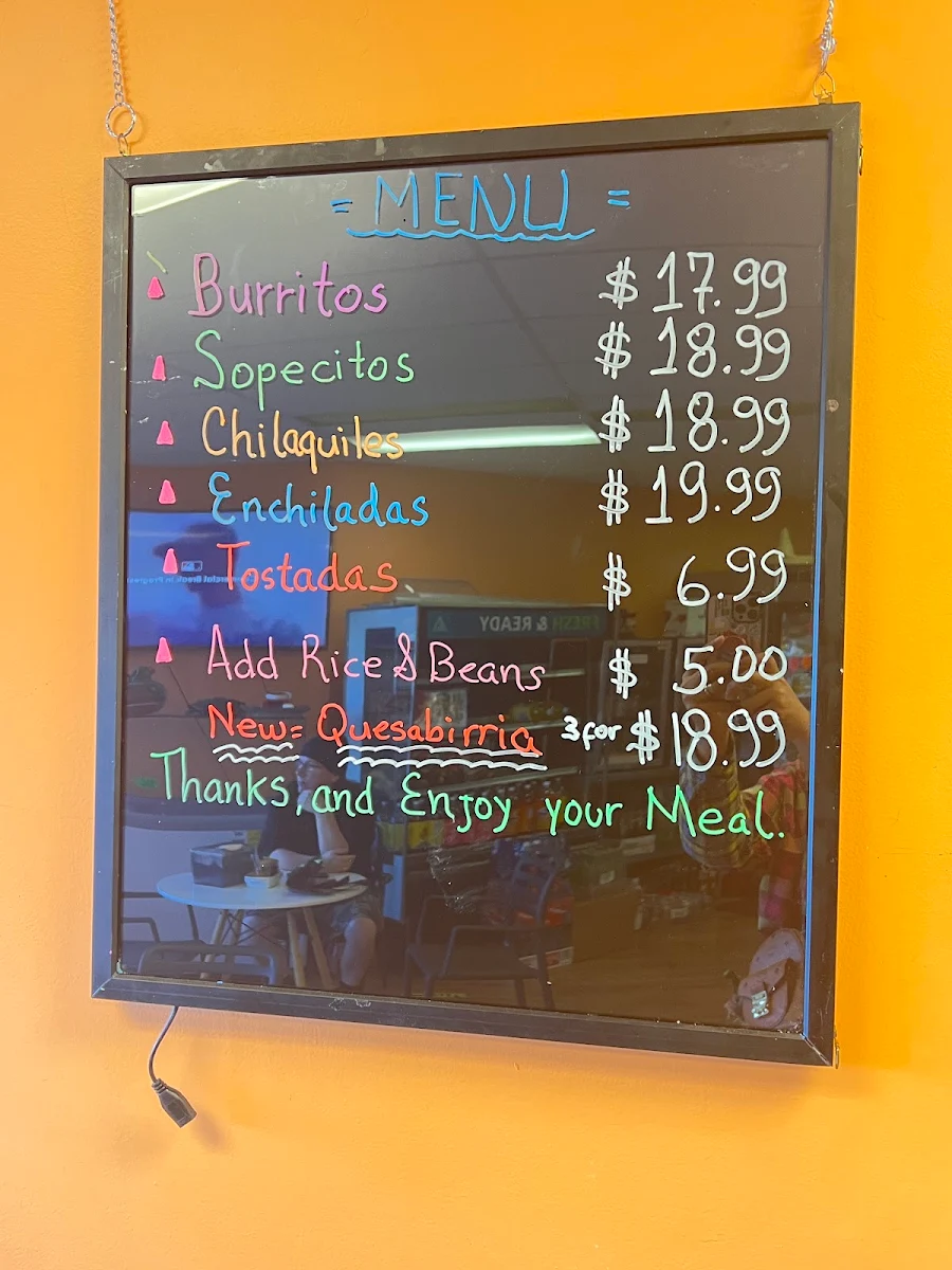 Menu, La Tortilla Mexicana Deli & Grocery