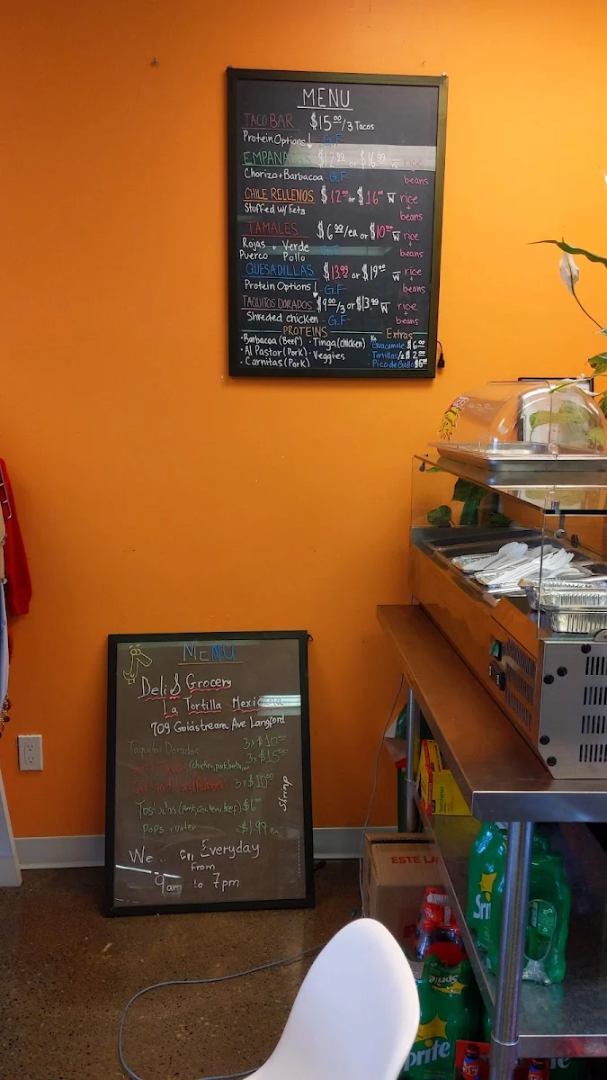 Menu, La Tortilla Mexicana Deli & Grocery