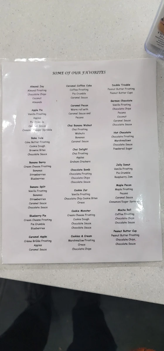Menu, Cinnaholic